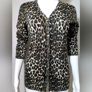 Cashmere House Leopard Print Cardigan